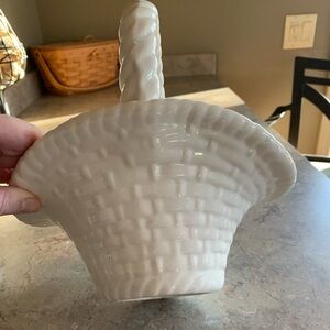 White Woven Ceramic Basket